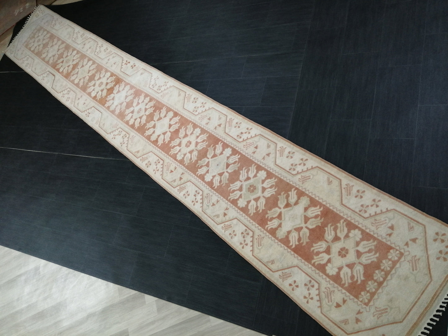 MUTED Staircase Runner 2.5 x 17 Turkish Runner Extra Long Vintage Runner Rug Hallway Runner Kitchen Runner Rug XL Wool Handmade Runner