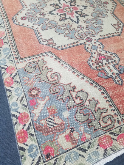 Rug, turkish oushak rug, vintage wool rug 4'3x7'7 oushak handmade rug, kitchen rug, bohemian rug