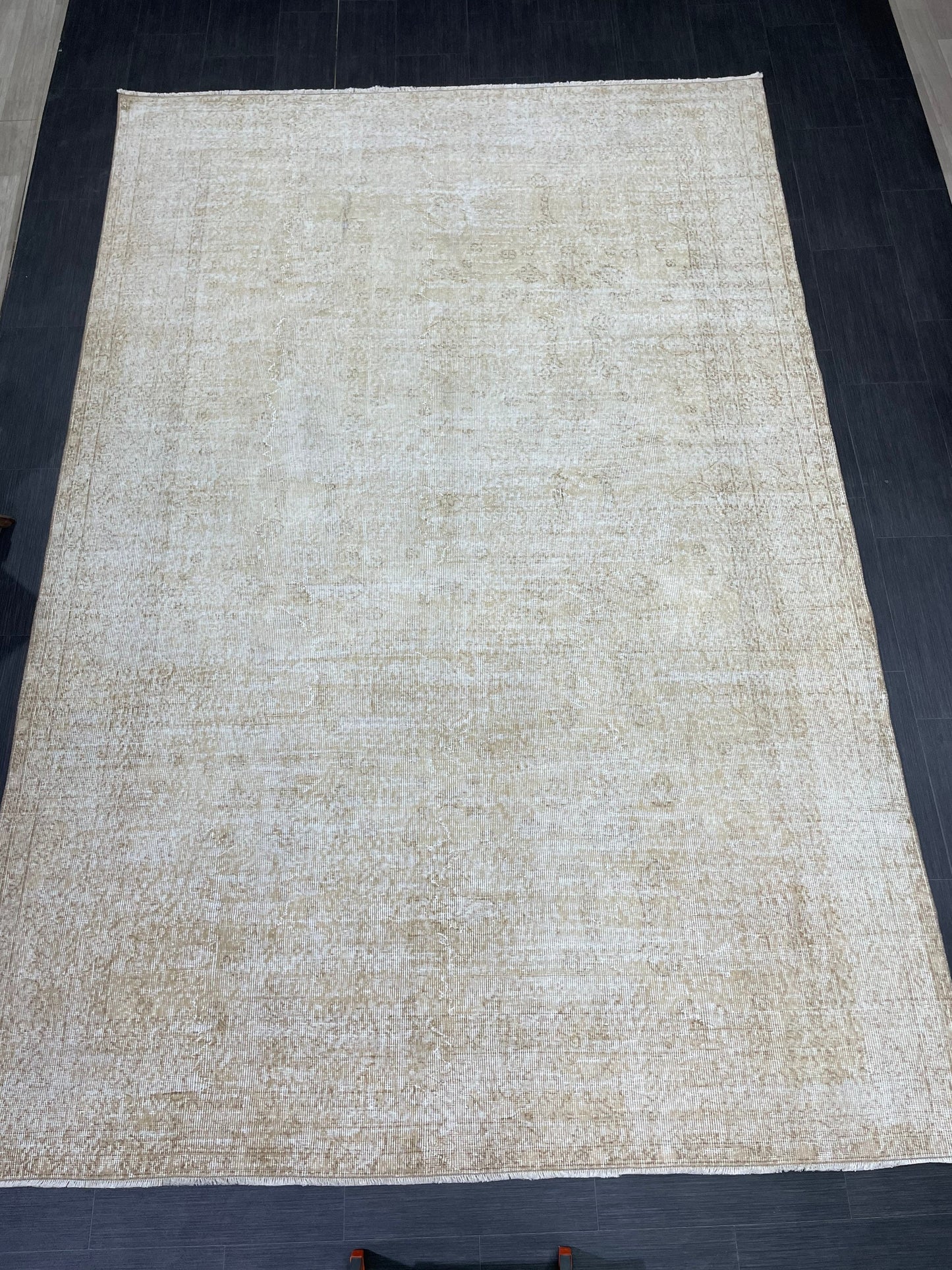 Neutral Vintage Rug Muted TURKISH 7 x 10.4 Rug Handmade Rug Distressed Rug  Large Turkish Oushak Rug Wool Rug Hand Knotted Rug