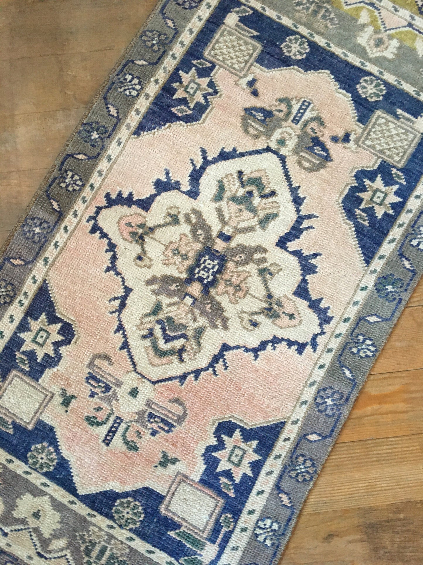 2x3 feet turkish small rug, vintage blue bedroom mini rug, oushak kitchen area small rug, handmade wool bath mat rug,entryway tiny muted rug
