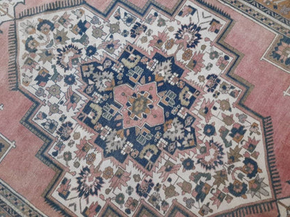 Blue and Pink OUSHAK RUG 6 x 11 TURKISH Rug Vintage Oriental Rug Vintage Persian Rug Wool Oushak Rug Hand Made Rug Vintage Turkish Rug
