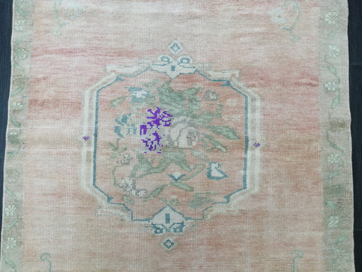 3.4 x 4.9 OUSHAK RUG TURKISH Oushak Rug Vintage Muted Oriental Rug Vintage Runner Rug Wool Oushak Rug Hand Made Rugs Vintage Turkish Rug