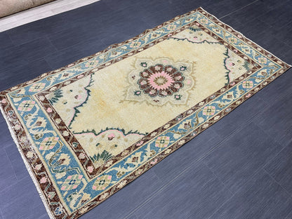 Handmade Oushak 3.5 x 6.7 Rug Handmade Rug Turkish Rug Hand Knotted Rug Muted Turkish Rug, Farmhouse Rug, Vintage Rug, Wool rug