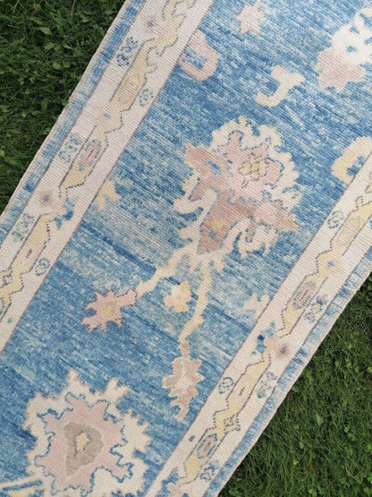 Oushak runner rug 2'10x14'3 turkish new production oushak  runner rug, hallway runner  kitchen runner, handmade wool rugs
