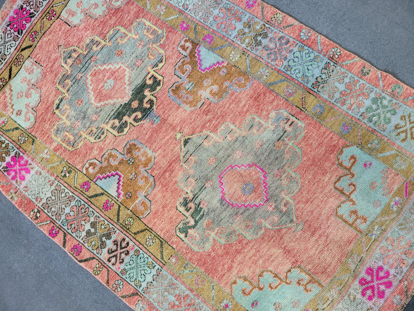 OUSHAK Rug, 3.8 x 6 TURKISH Oushak Rug Vintage Hand Knotted Rug Vintage Rug, Wool ANTIQUE Rug Handmade Rug, Vintageturkish_rug