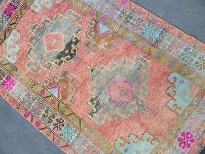 OUSHAK Rug, 3.8 x 6 TURKISH Oushak Rug Vintage Hand Knotted Rug Vintage Rug, Wool ANTIQUE Rug Handmade Rug, Vintageturkish_rug