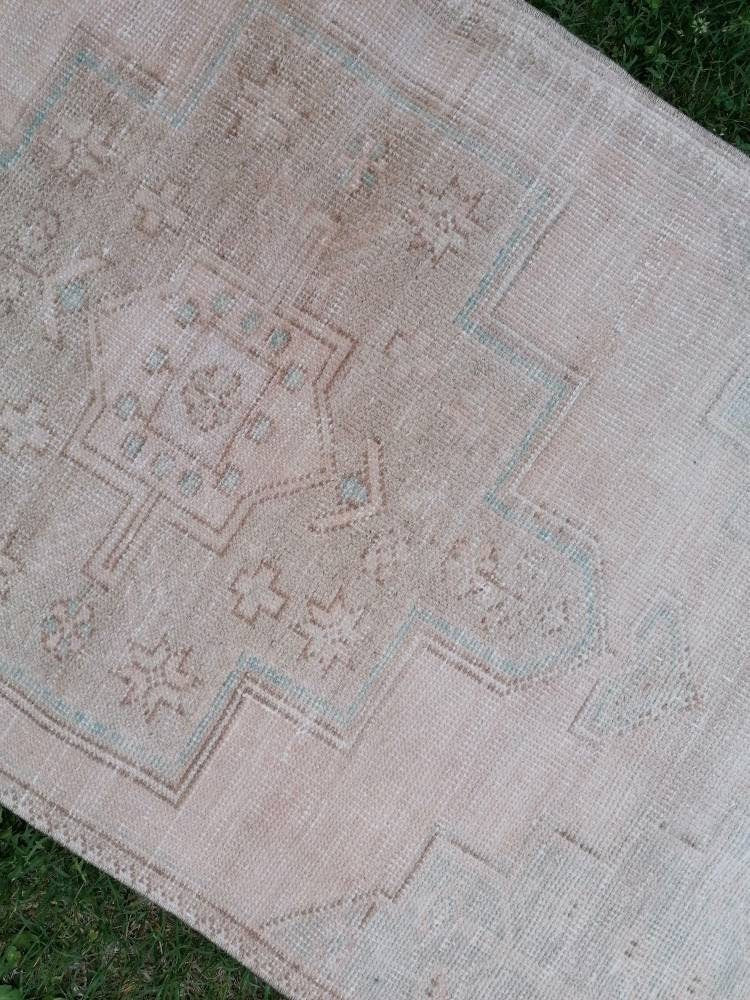 Muted hallway wool runner rug 2'7x8'4 handmade runner  vintage oushak runner, turkish runner rug