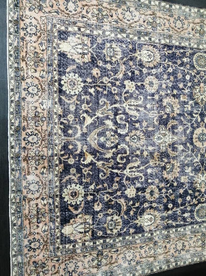 Navy Large OUSHAK RUG 8 x 11.8 TURKISH Oushak Rug Vintage Persian Rug Denim Blue Wool Oriental Rug Hand Made Rug 9x12 Navy Vintage Wool Rug