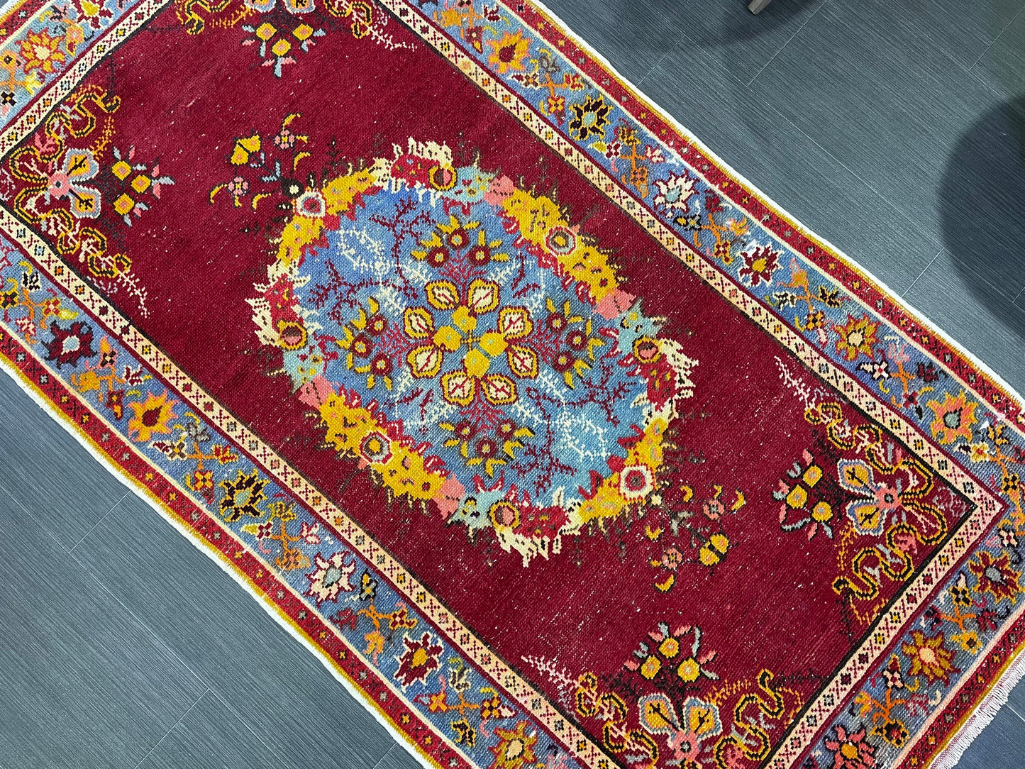 Vintage RUG, TURKISH 3 x 5.6 Rug, Wool Oriental Rug, Handmade Rugs, Red Oriental rug, Hand Knotted rug