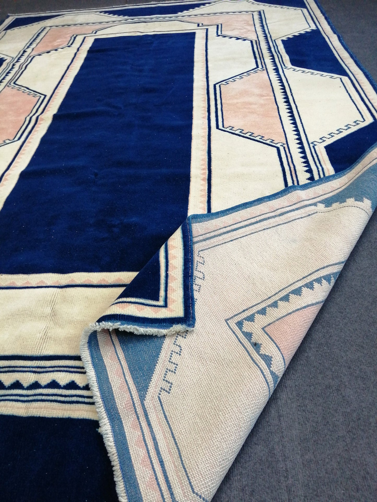 10 x 6.5 Blue Hand Made Rug Vintage Turkish  Rug,Soft wool Rug  Bohemian Rug, Living Room Rug, Oushak Rug, Hand Knotted Rug,Weaving Rug