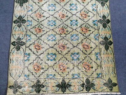 3.7 x 6.2 Green Vintage Rugs  TURKISH HAND MADE Rugs  Vintage Turkish Rugs  Oushak Rug  Wool Rug, Turkish Rug, Vintage Oushak Rug
