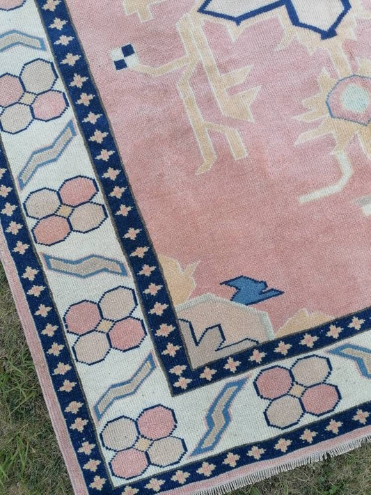 5.8 x 8 Turkish oushak rug, vintage Anatolian rug, turkish rug,