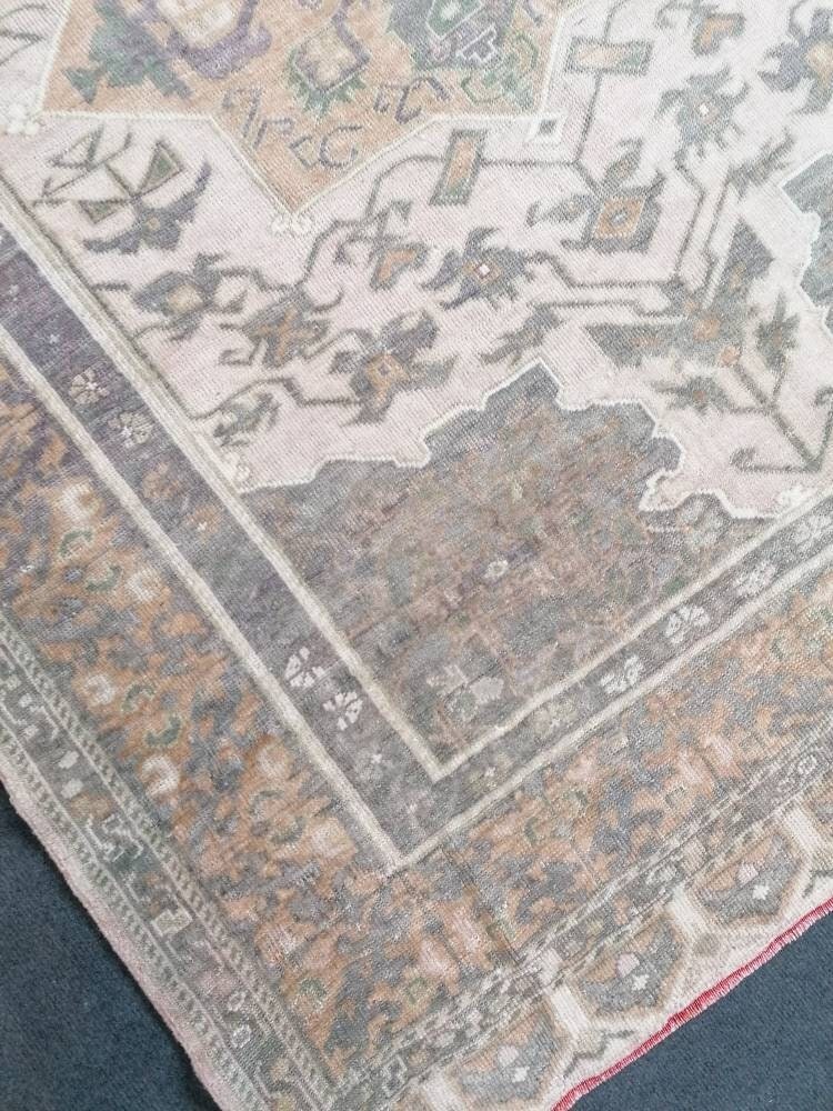 4'8x6'9 vintage muted rug, faded oushak rug,handmade living room rug, turkish rug