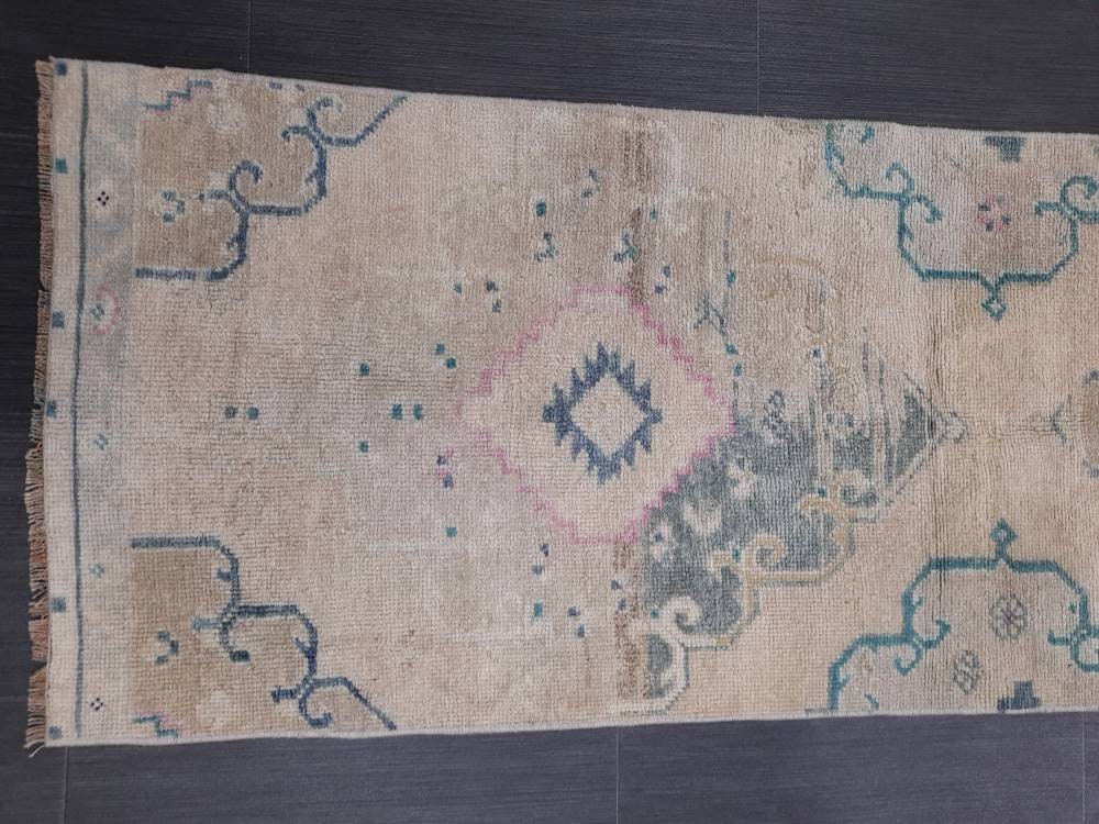 Short Oriental Runner 2 x 6.4 Runner Hand Made TURKISH Runner Vintage Runner Muted Vintage Persian Muted Runner Rug Wool ON Wool Foundation