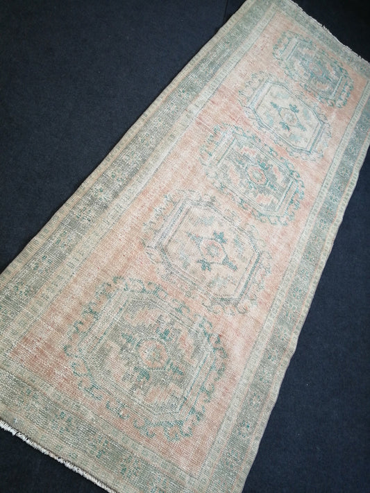 11.2 x 4.3 Muted Oushak Runner Rug Turkish Runner Rug Muted Vintage Runner Rug Hallway Runner Rug Kitchen Runner Rug Wool Runner Rug