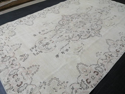 Muted Persian RUG Neutral Vintage Oushak Rug Large Vintage Rug Wool Oushak Rug Hand Made Rugs Vintage Turkish Rug Neutral Rug