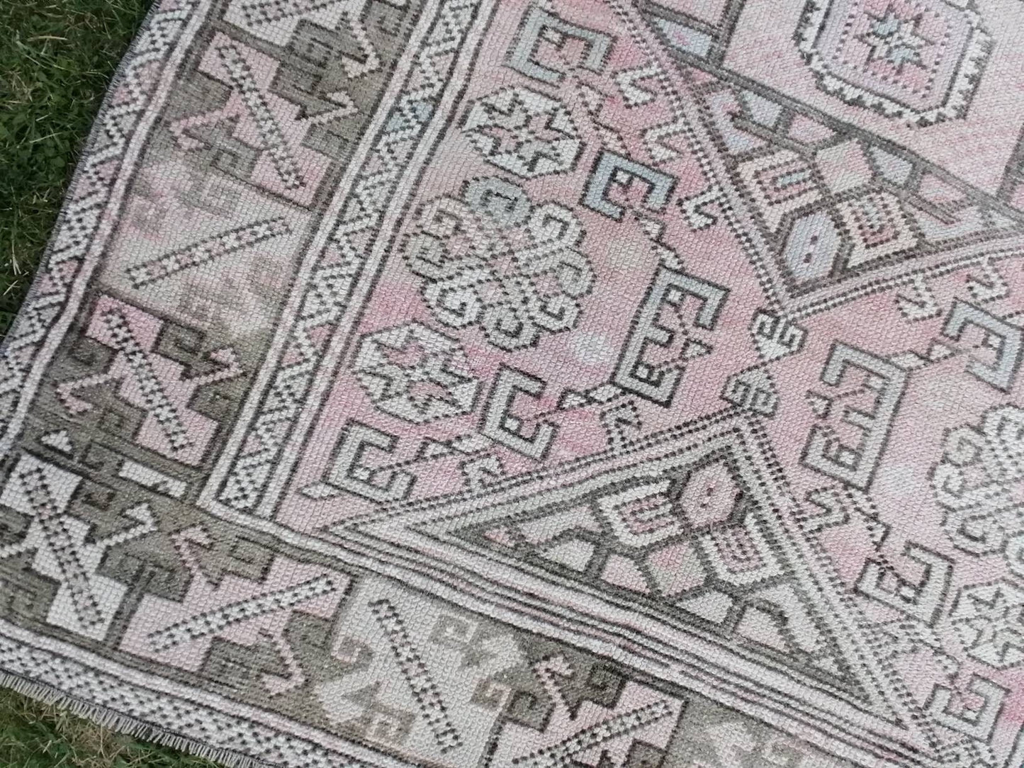 Vintage wool rug, mute vintage handmade wool bedding rug, 4x5'4 turkish rug, oushak hand made rug, kitchen rug bohemian rug, living room rug