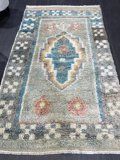 Antique Rug, High Wool Pile 3.5 x 6 Rug,Plush Rug,Handmade Rug,Shaggy Hand Knotted Rug,One Of A Kind Rug, Nomad Rug, Rear Rug