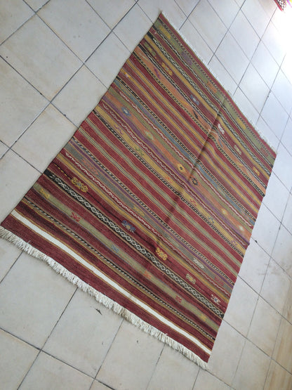 5 x 6 FLAT WOVEN Rugs, Hand Made Flatweave Rug, Oushak Rug, Rustic Rug, Bohemian Rug, Rug Runner, Turkish Rug, Farmhouse Rug, Vintage Rug