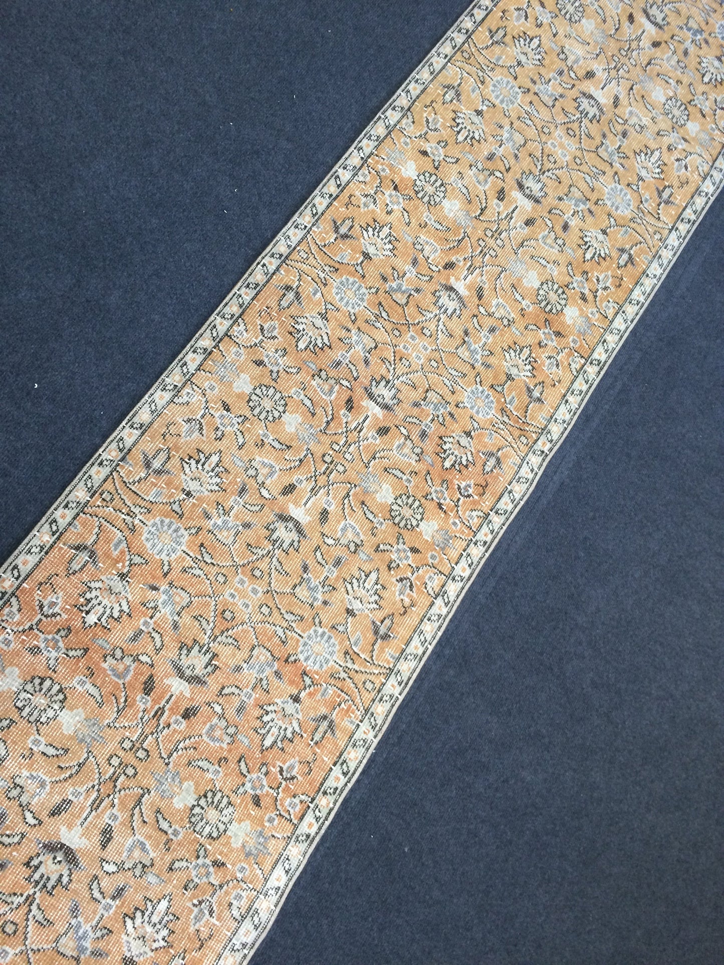 Hand Knotted Runner Rug, Vintage 2x10 Runner Rug,Handmade Oushak Runner Rug,Distressed Runner Rug, Antique Runner Rug.