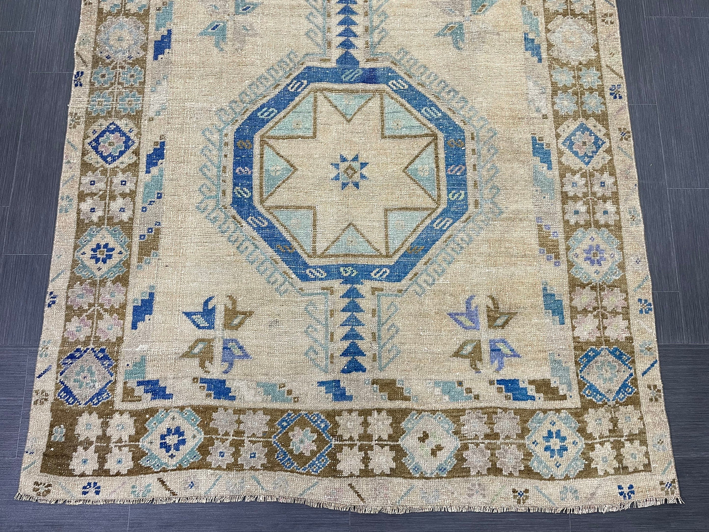 Muted Vintage Runner Rug Persian Runner Rug 4.8 x 12.5 Star Rug Runner Turkish Runner Kitchen Runner Rug Antique Wool Oriental Runner
