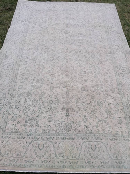 6'6x9'6 large morracon wool rug, oushak hand made rug,muted bohemian rug, living room rug