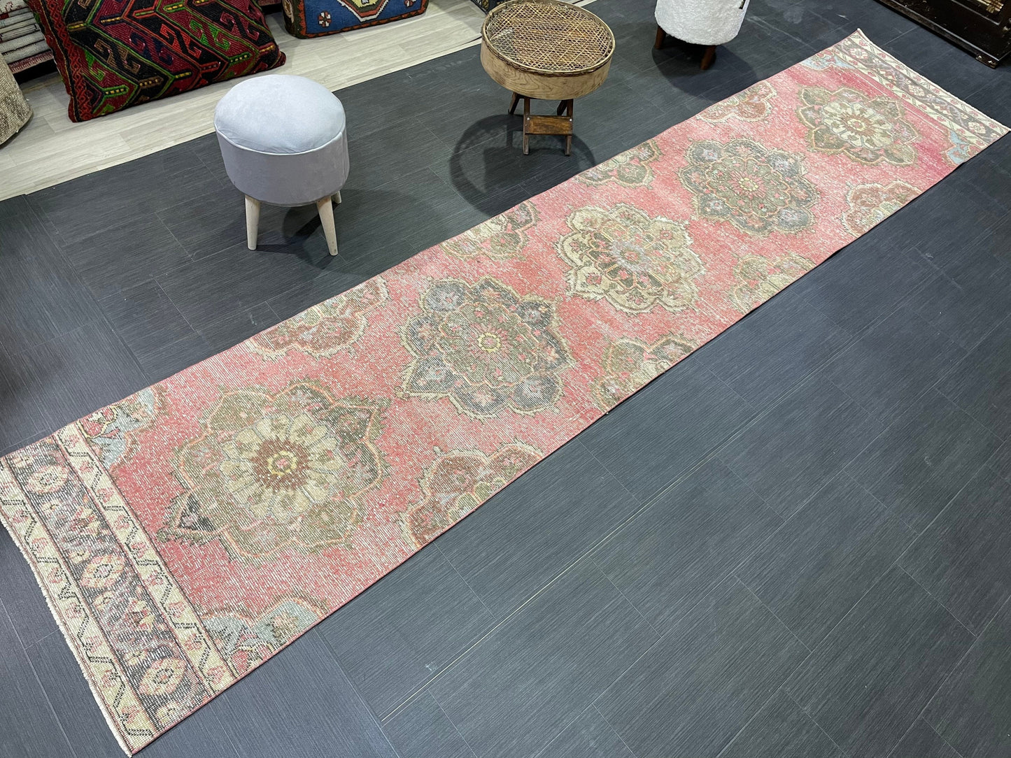 Turkish Runner Rug, Hand Knotted 2.8 x 12.7 Runner Rug, Vintage Runner Rug, Hallway Runner Rug, Persian Kitchen Runner Rug, Runner Rug