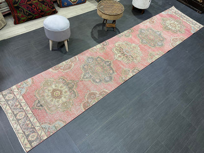 Turkish Runner Rug, Hand Knotted 2.8 x 12.7 Runner Rug, Vintage Runner Rug, Hallway Runner Rug, Persian Kitchen Runner Rug, Runner Rug