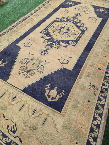 Quality OUSHAK RUG, TURKISH Oushak Rug, Vintage Oushak 5.6 x 10 Rug, Vintage Blue Rug,  Wool Handmade Rug, Anatolian Rug, Hand Knotted Rug