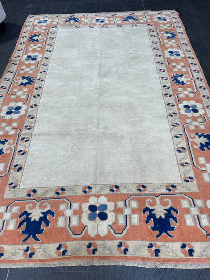 Muted Vintage RUG, Turkish Oushak Rug, Antique 5.9 x 8.7 Rug, Vintage Wool Rug, Handmade Rug, Hand Knotted Rug, Meditation Rug, Fun Rug
