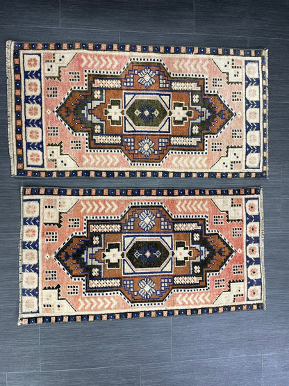 Coordinating Small Rug Turkish Rug Mini Twin Small Area Rug 1.6 x 3 Turkish Pair of Persian Hand Made Rug Matching Oriental Vintage Rug