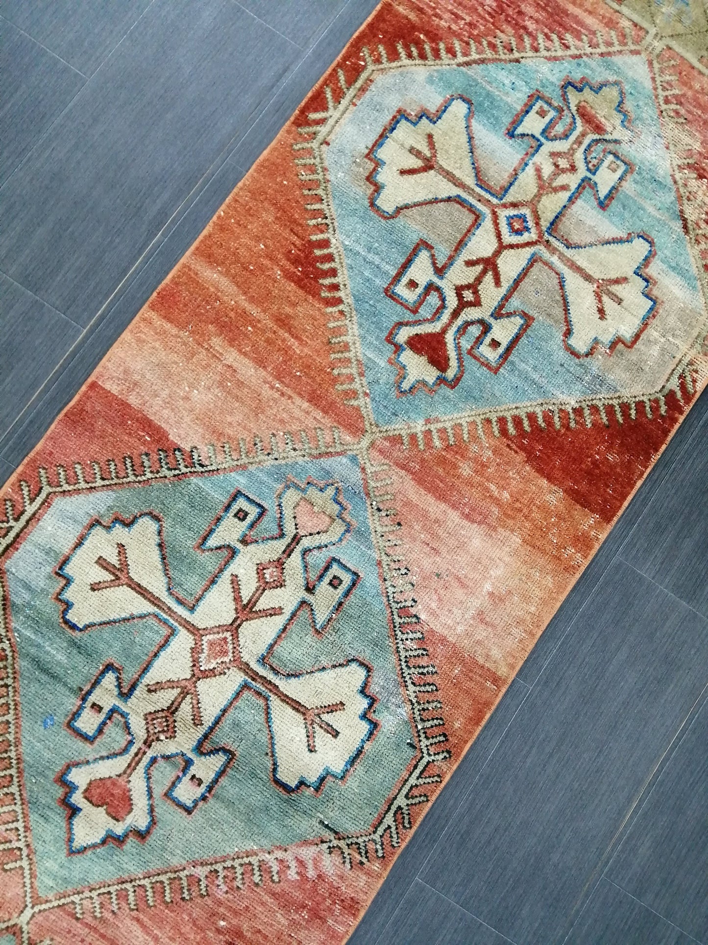 Hallway Runner Rug 9.6 x 2.2 Kitchen Runner Rug Wool Runner Rug Wool Oushak Rug Oushak Runner Rug Turkish Runner Rug Vintage Runner Rug