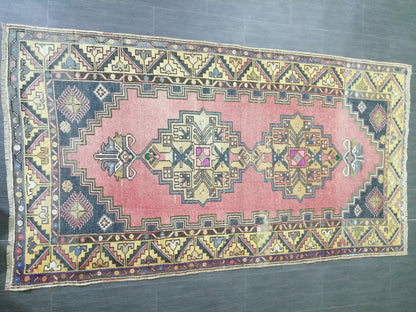 Vintage Rugs 4 x 7.4 TURKISH HAND MADE Rugs Vintage Turkish Rugs   Oushak Rug Turkish Oushak Rug, Vintage Oushak Rug, Wool Rug