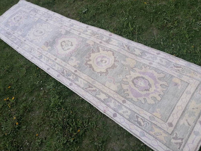 Oushak wool runner 3x12 turkish oushak new produced handmade rug, hallway runner rug