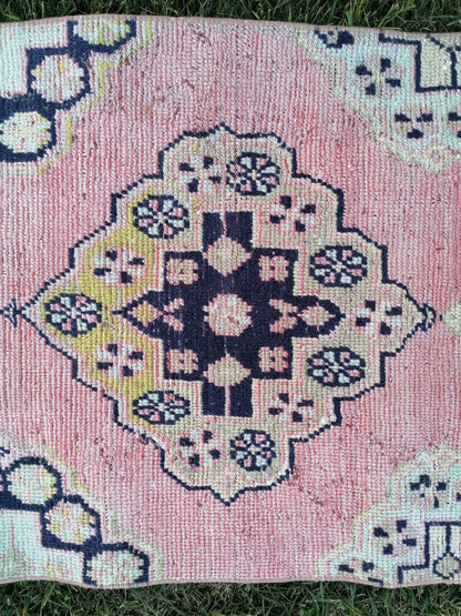 11x2'7 oushak turkish runner rug, vintage turkish runner rug, oushak vintage runner ,vintage rug,kitchen runner rug, vintage anatolian rug