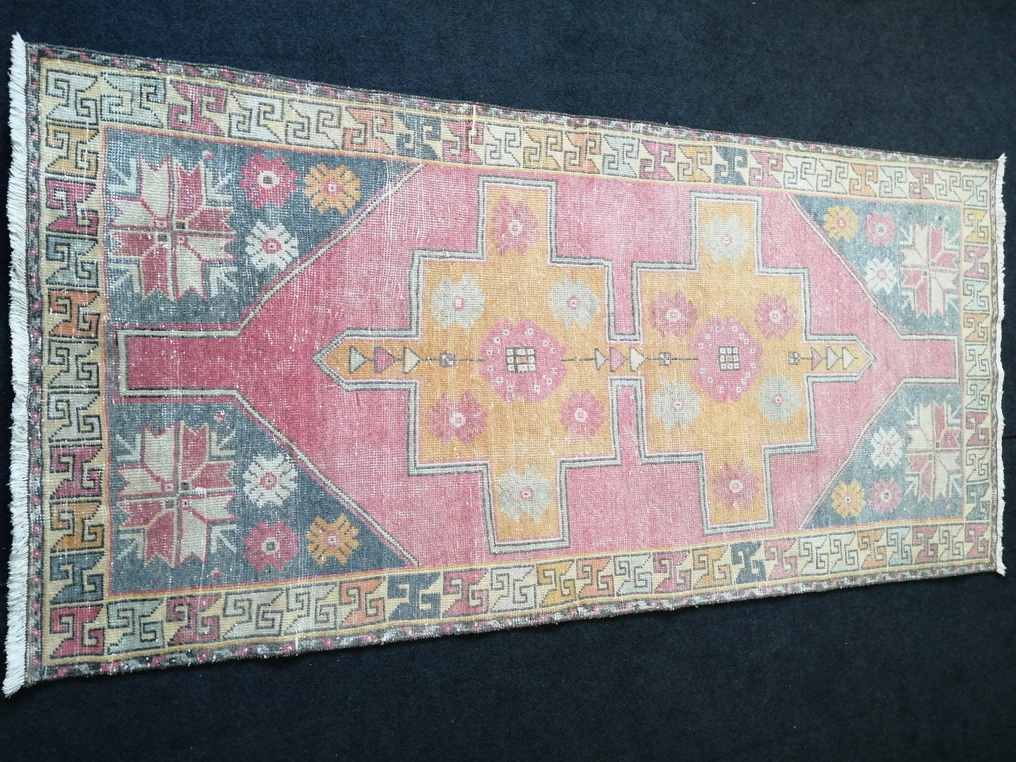 Turkish Rug Oushak Rug 4x8 Vintage Rugs, Wool Handmade Runner Rugs, Runner Rug, Vintage Rug, Hand Made Rug 4x8 Runner Rug