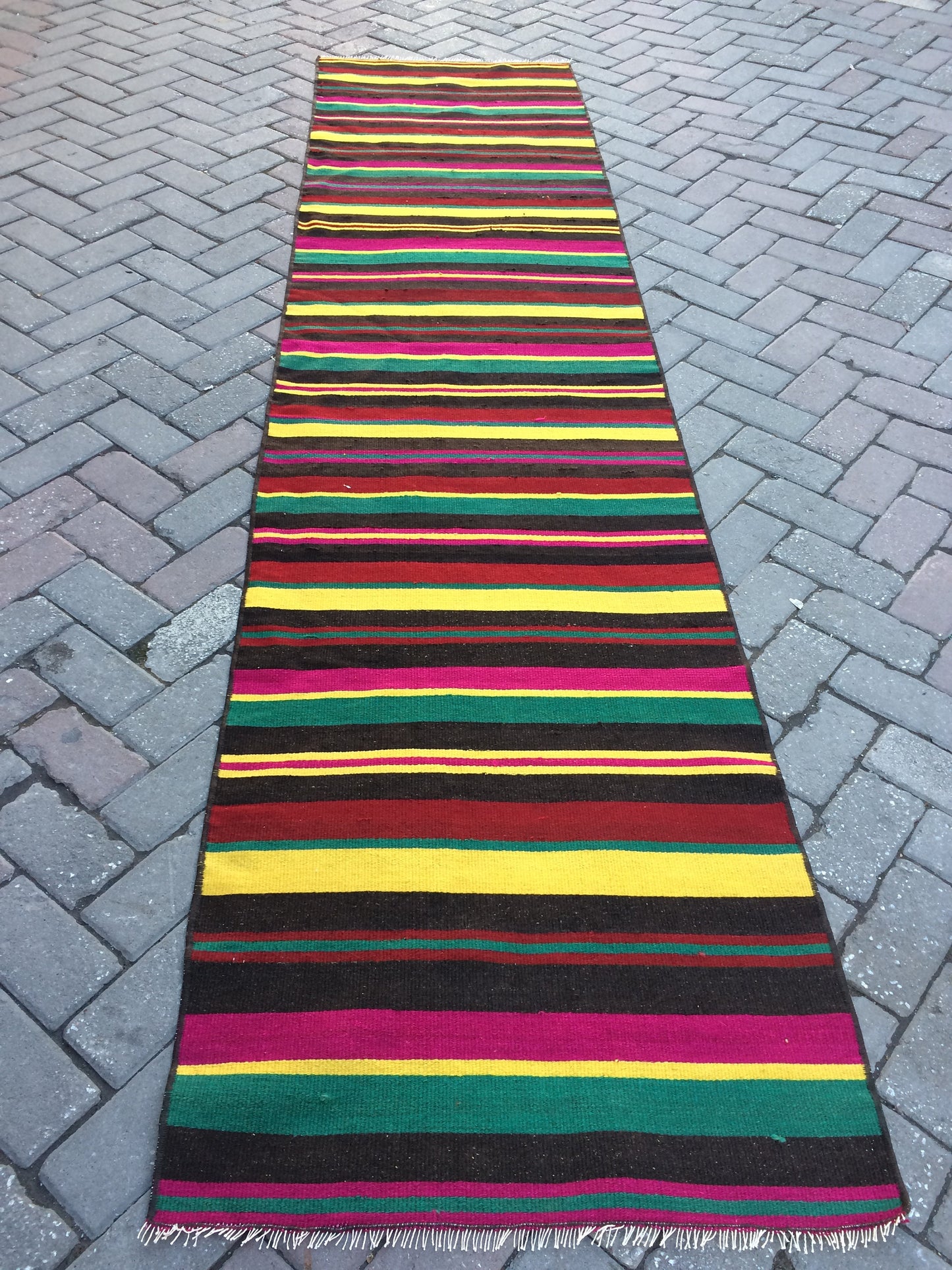 2.6 x 10.4 Flat Woven Oushak Runner Rug Turkish Flat Weave Runner Rug Vintage Runner Rug Hallway Runner Rug Kitchen Runner Rug Wool Runner