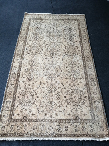 6.9 x 3.8 Rugs, Hand Made Rug, Neutral Rug, Rustic Rug, Boho Rug, Rug Runner, Neutral Turkish Rug, Farmhouse Rug, Vintage Rug, Wool rug