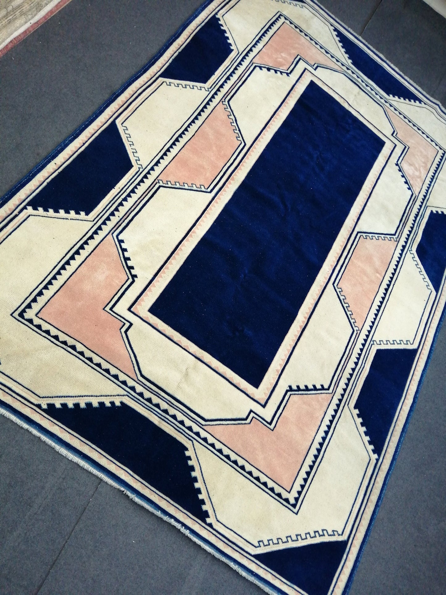 10 x 6.5 Blue Hand Made Rug Vintage Turkish  Rug,Soft wool Rug  Bohemian Rug, Living Room Rug, Oushak Rug, Hand Knotted Rug,Weaving Rug