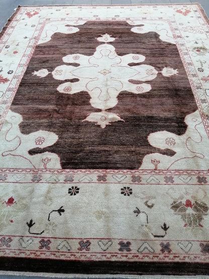 Large OUSHAK RUG, 9 x 11.8 TURKISH Oushak Rug, Vintage Oushak Rug Wool Oushak Rug Hand Made Rugs, Authentic Oushak Rug