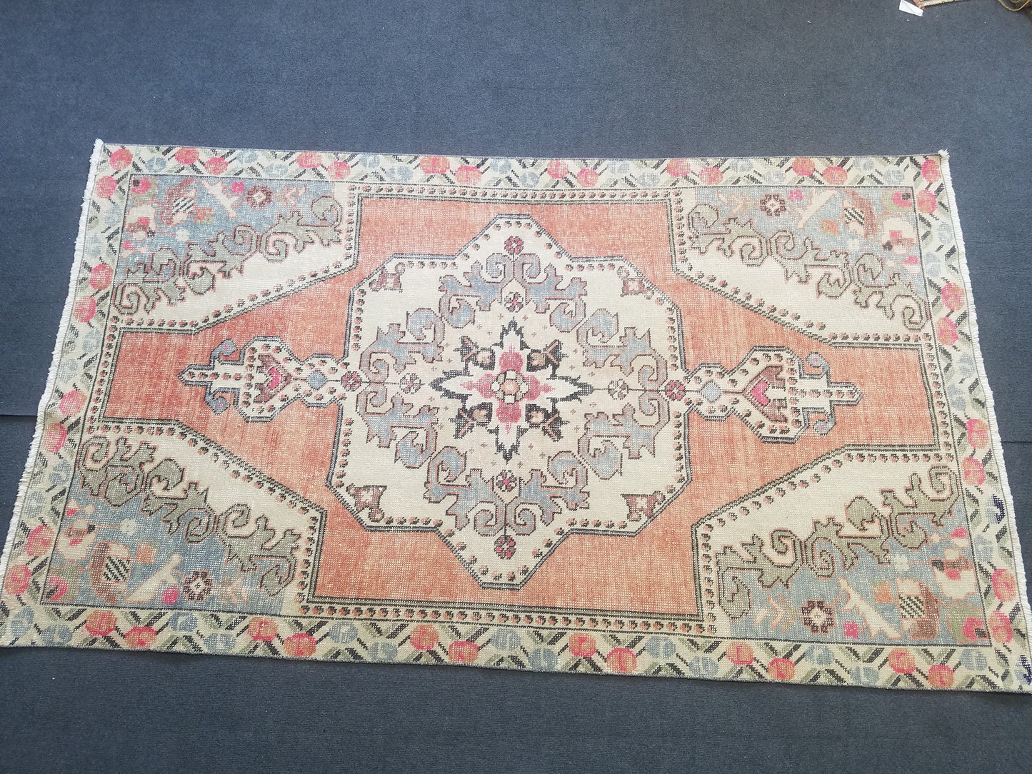 Rug, turkish oushak rug, vintage wool rug 4'3x7'7 oushak handmade rug, kitchen rug, bohemian rug