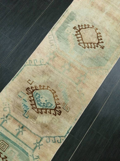 2.2 x 9.4 Vintage RUNNER Rugs, Muted Oushak RUNNER Rug, Faded Rug, Muted Turkish Rug, Muted Oriental Runner Rug, Vintage Persian Runner Rug