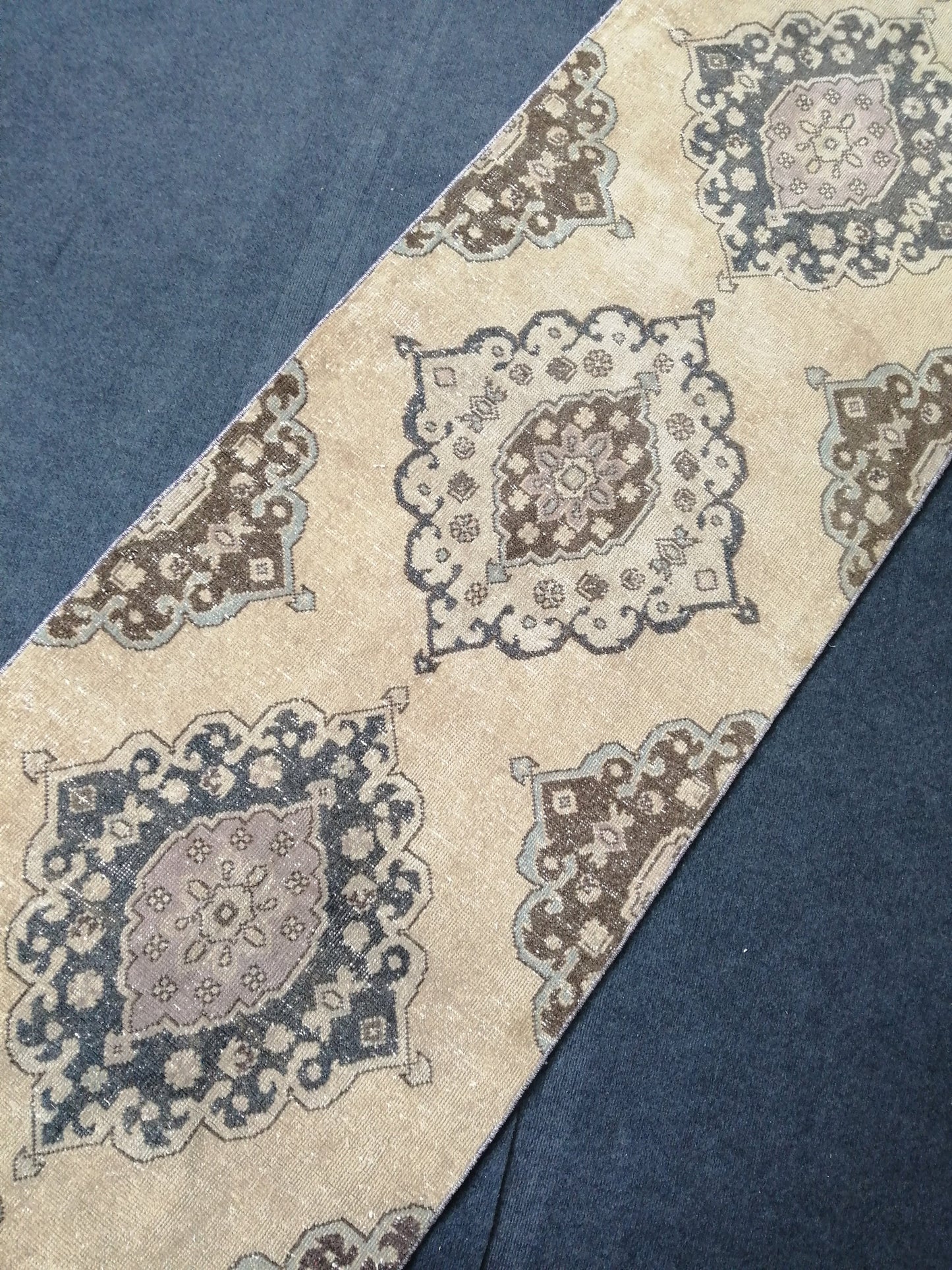 13.7 x 2.8 Vintage Oushak Runner Rug Turkish Runner Rug Vintage Runner Rug Hallway Runner Rug Kitchen Runner Rug Wool Runner Rug Wool Oushak