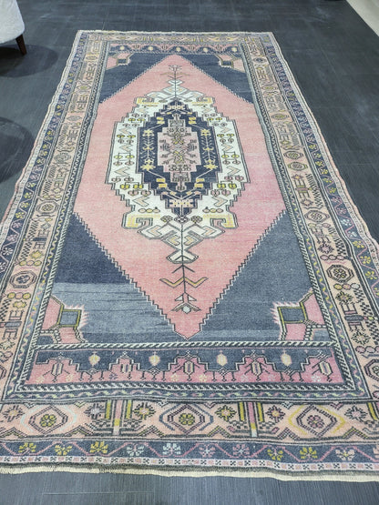 OUSHAK RUG, TURKISH Antique Rug, 4.5 x 8.9 Vintage  Rug, Antique Rug Wool Handknotted Rug,  Hand Made Rugs Vintage Turkish Rug