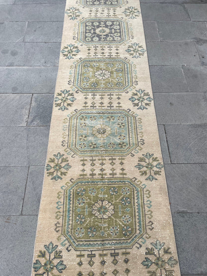 Muted Extra Long Turkish Runner Vintage 2.5 x 20.2 Stairs Runner Rug Vintage Runner XL Oriental Runner Staircase Handmade Runner Rug