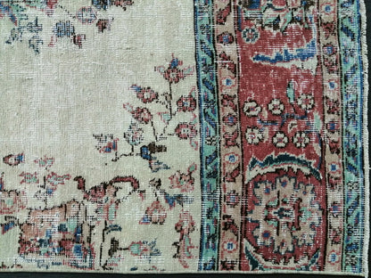 Distressed OUSHAK RUG 11.6 x 3.8 Muted Vintage  Runner Rug Vintage Runner Rug Wool Oushak Rug Vintage Turkish  Runner Rug