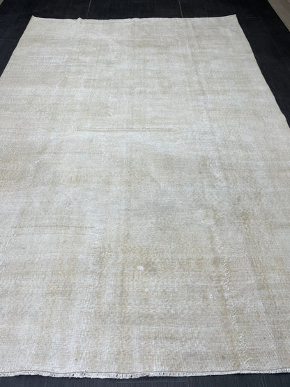 Neutral RUG TURKISH Rug 6.7 x 10 Vintage Rug Natural Wool Oushak Rug Handmade Persian Rugs Vintage Plain Rug Neutral Oriental rug