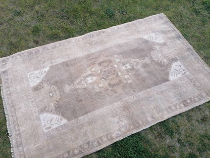Oushak turkish rug,neutral vintage turkish rug,oushak unique hand made rug 4'4x7 bohemian rug