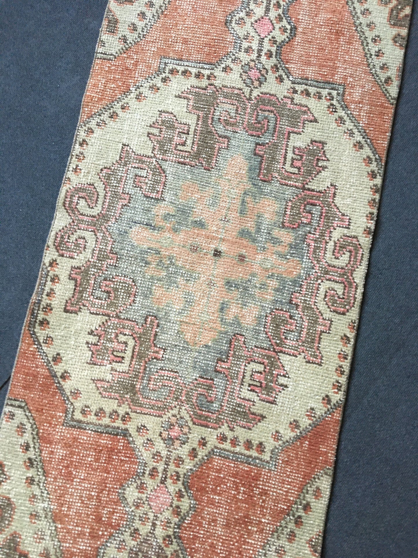 2x7 feet handmade vintage runner rug, overlong turkish floor runner, kitchen floor runner, laundry area runner rug, oushak hallway runners