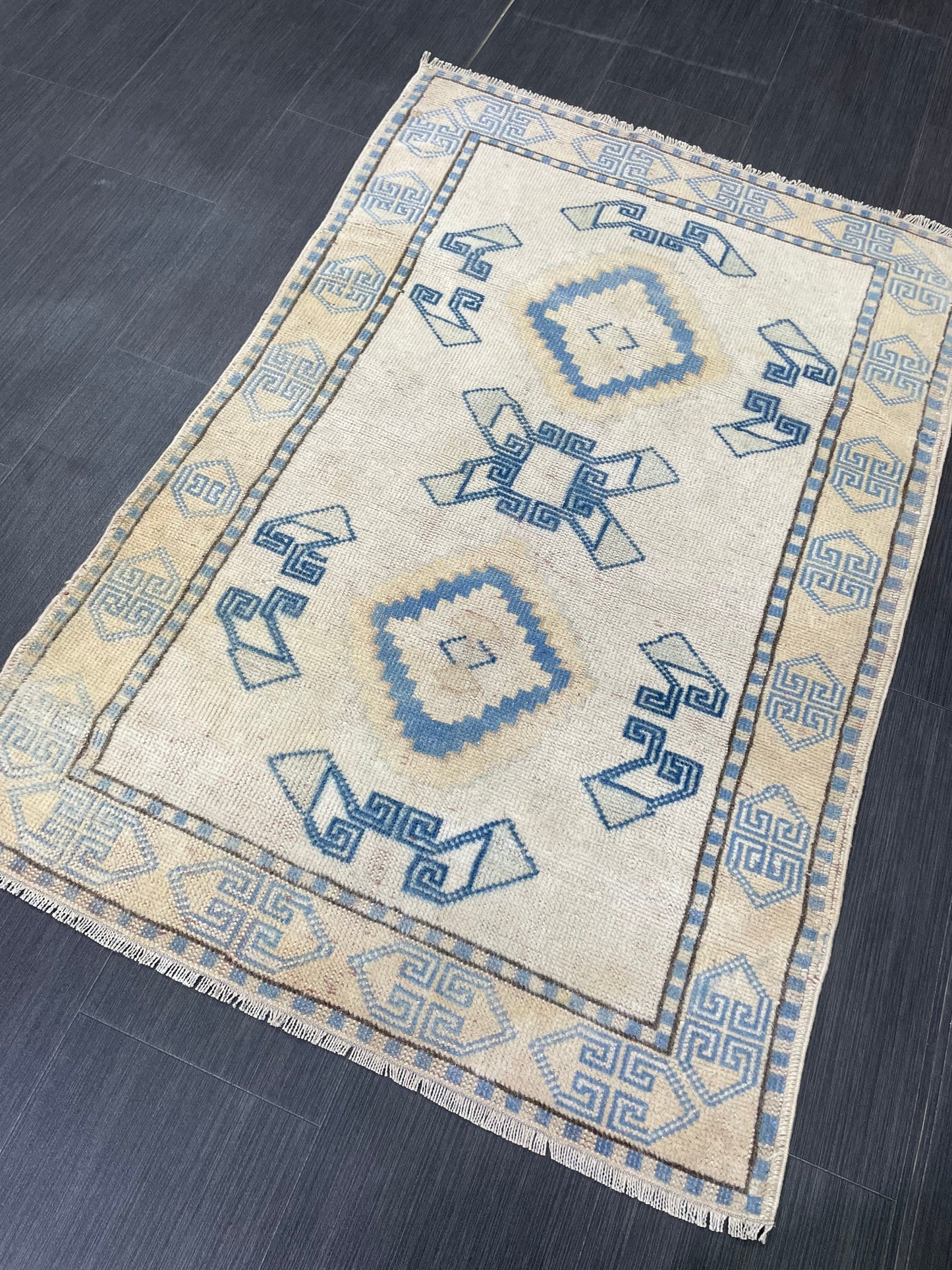 Oriental Wool RUG TURKISH Rug 3 x 4.4 ft Vintage Oushak Rug Vintage Persian Rug Wool Oushak Rug Handmade Vintage Turkish Rug